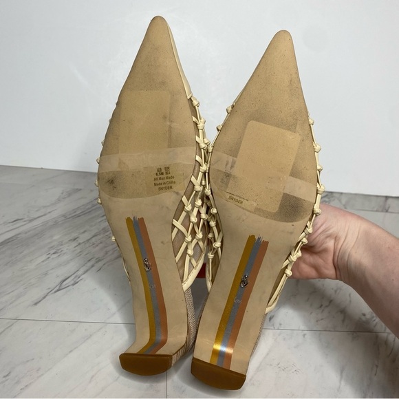Sam Edelman Synder Eggshell Faux Leather Pointy Toe Mule 6 1/2 M - Picture 13 of 14